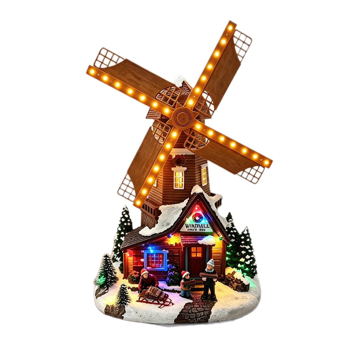 Beleuchtete Weihnachtsdorf-Dekoration mit beweglichen Figuren Brehn