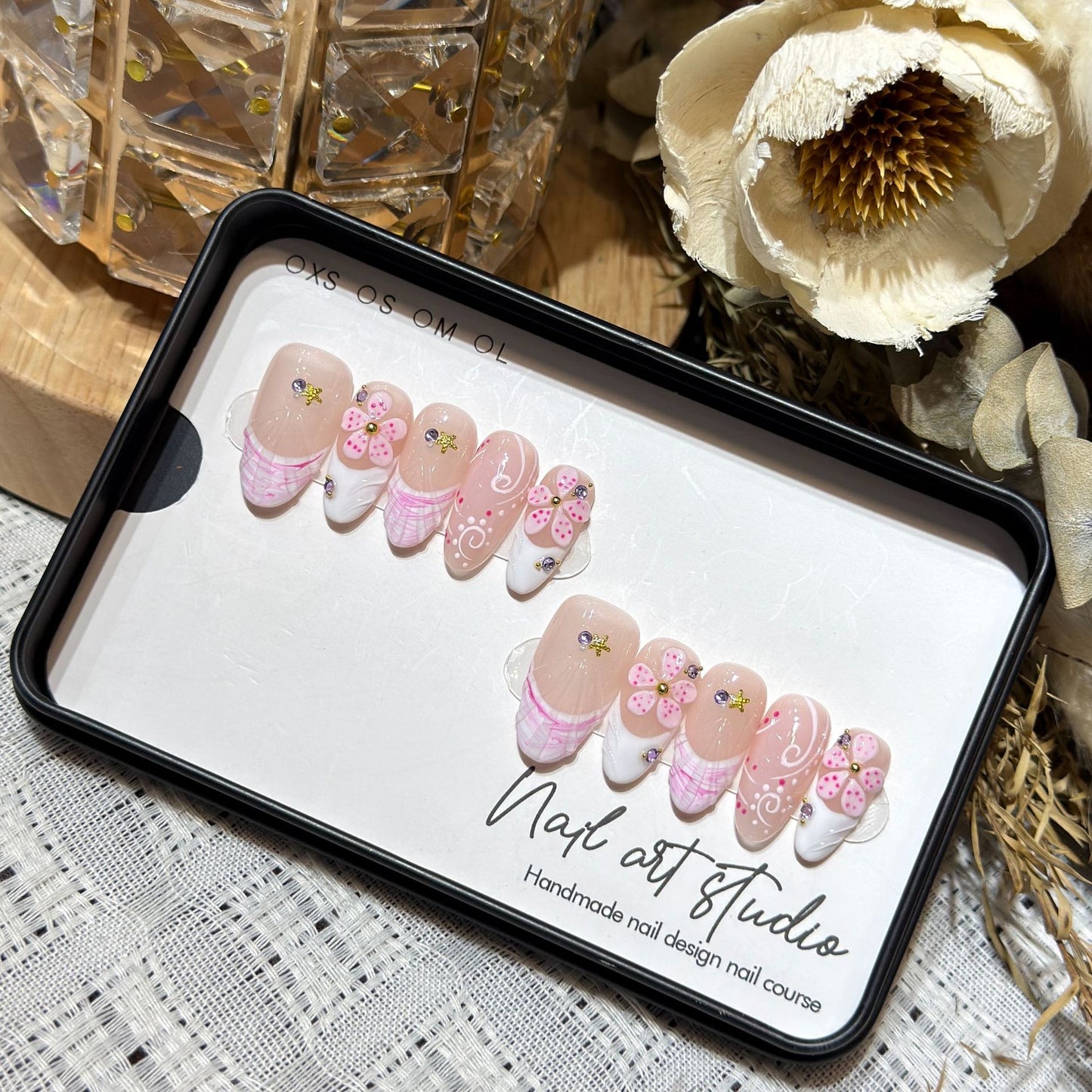 Handgemachtes Blumen Press-on Nagelset Brehn 1788224057
