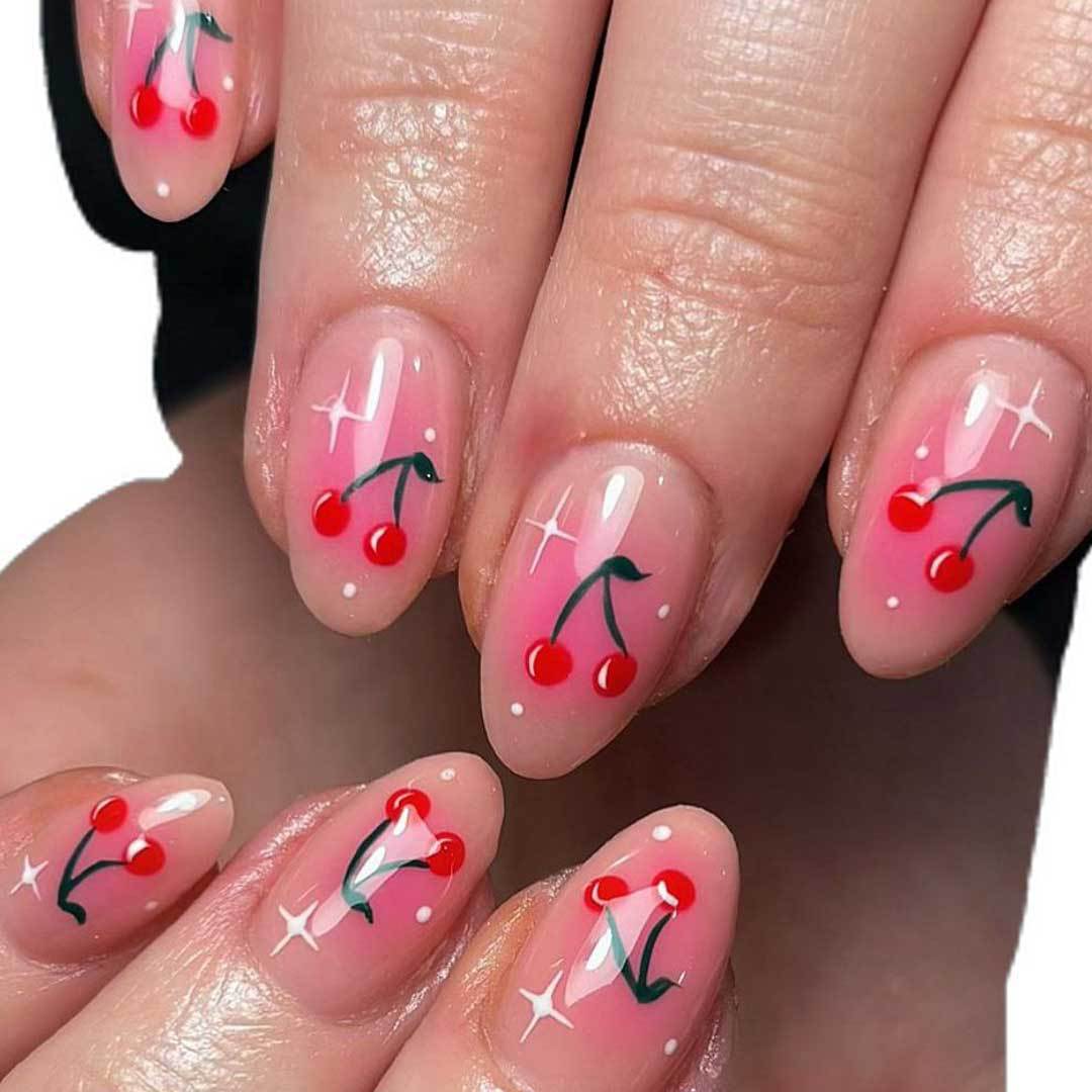 Kirsch-inspiriertes Gellack-Nageldesign