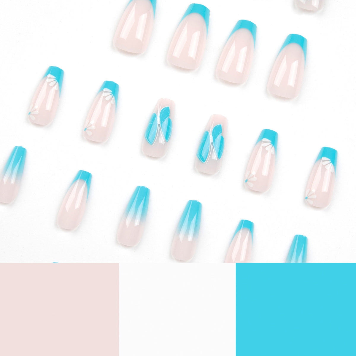 Kunstvolle Nagelkunst mit Ombre- und Blumenverzierungen Brehn