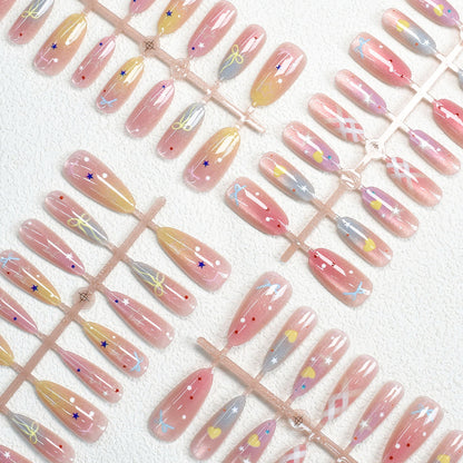 Bunt gemustertes Press-On Nagelkunst Set Brehn