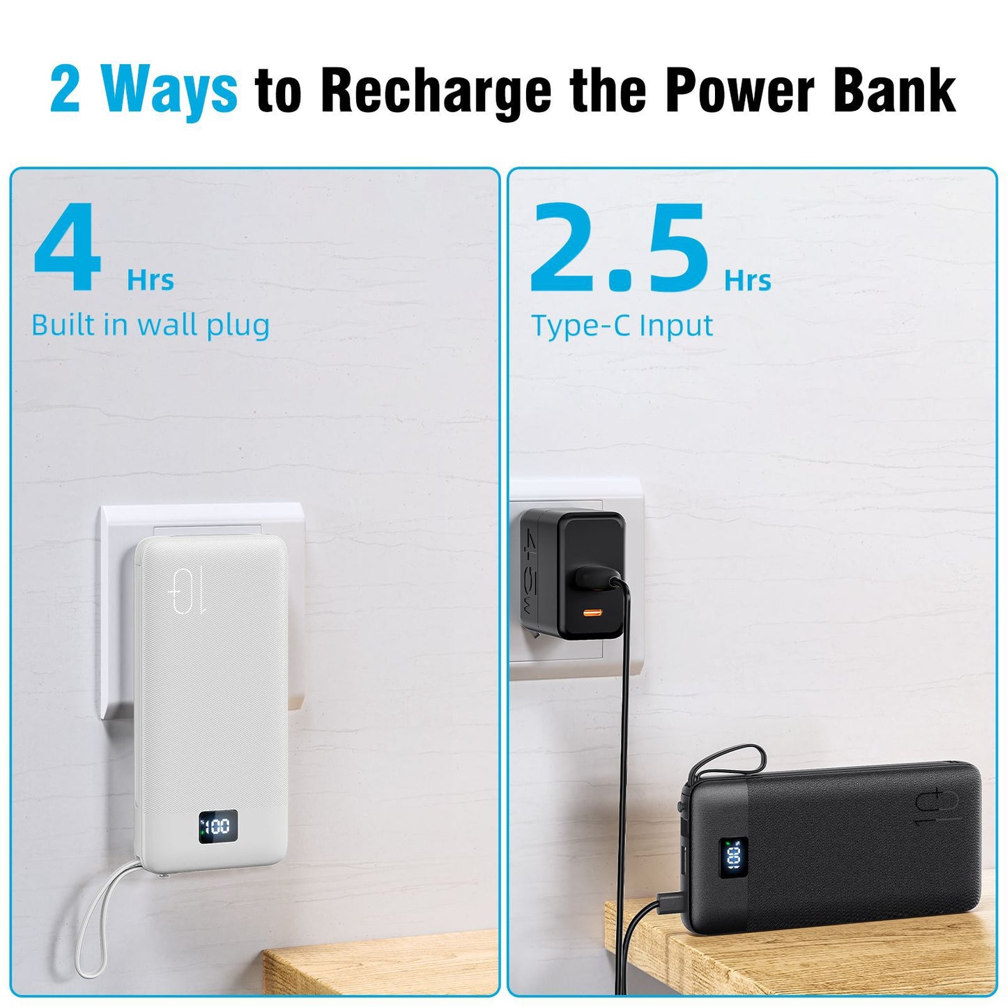Powerbank mit Integrierter Steckdosenfunktion und Smart Charging Brehn