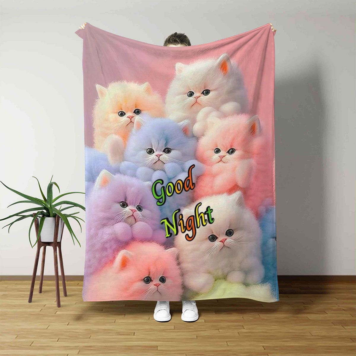 Plüsch Katze-Themen Fleece-Decke