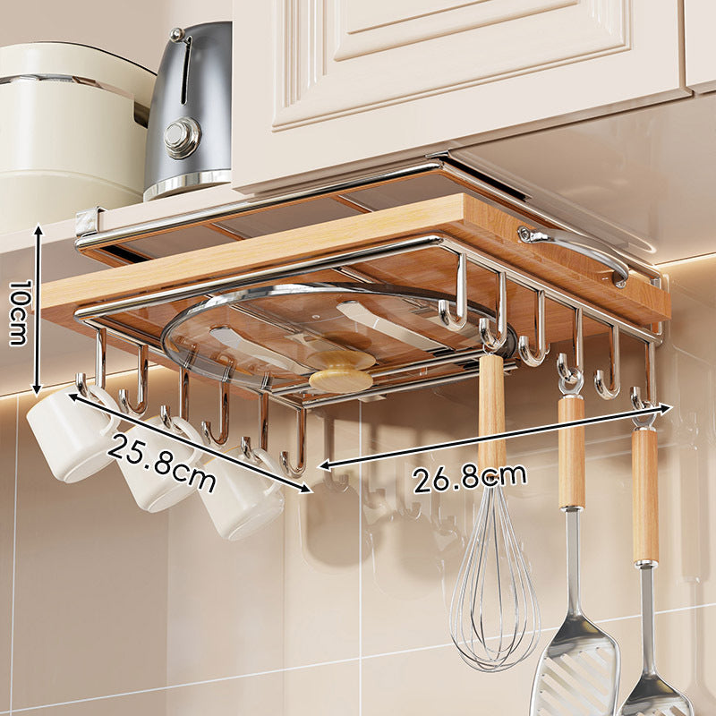 Unter-Küchenschrank Bambusregal mit Multi-Haken Becher, Deckel und Utensilien Organizer