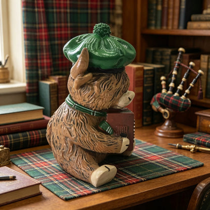 Dekorative Hochlandrind Figur mit Akkordeon Brehn