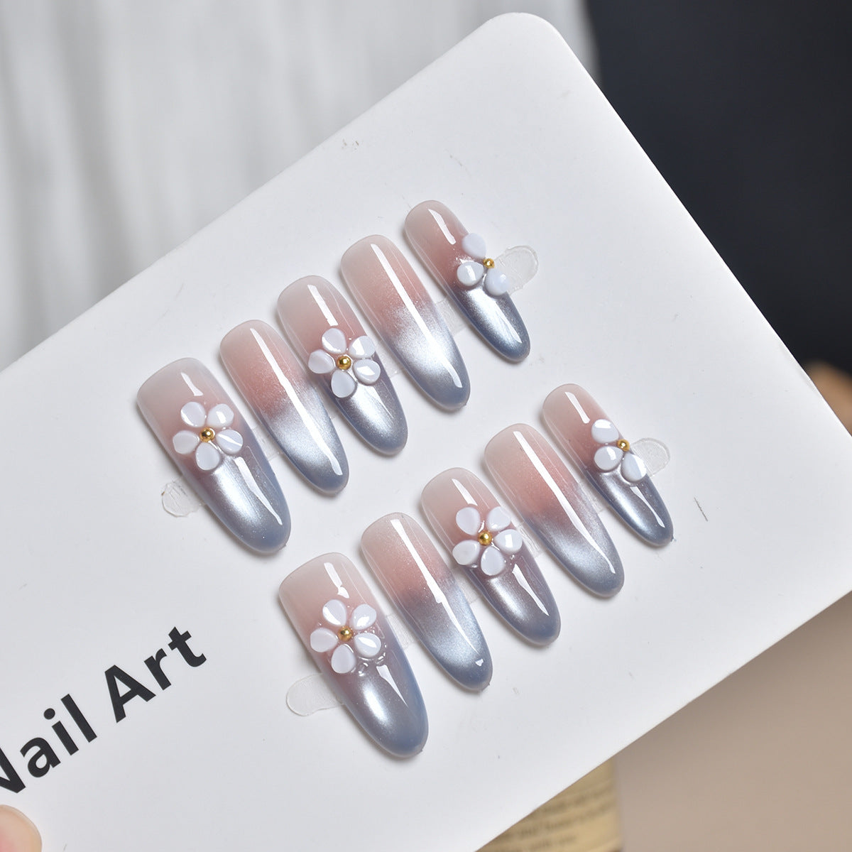 Elegante Floral 3D Druck-Nagelverlängerungen Brehn