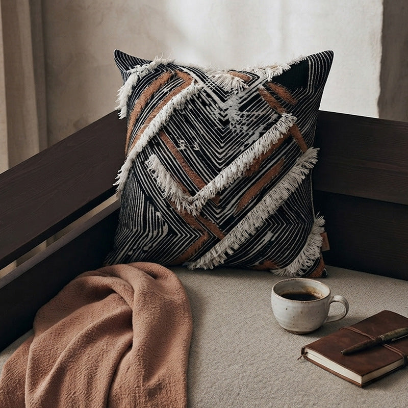 Gewebter Boho-Zierkissenbezug mit Fransen und geometrischem Chevron-Motiv Brehn