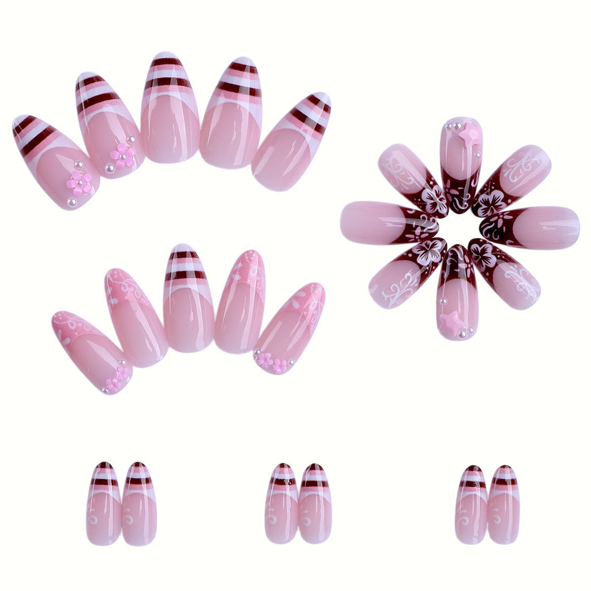 Künstlerische Florale Press-On Nagelverzierungen Brehn