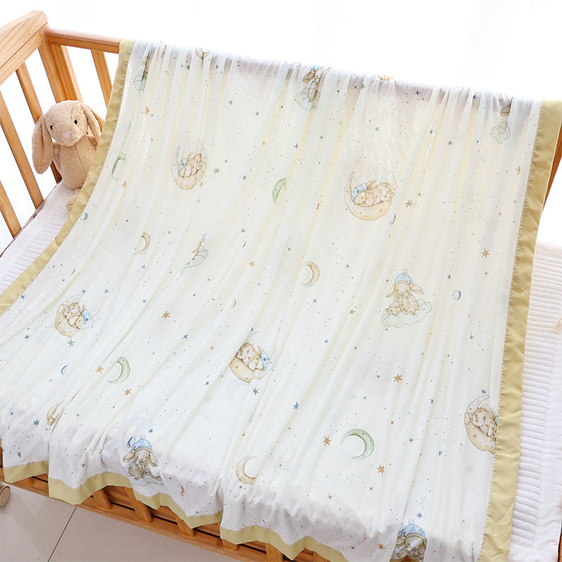 Unisex nan kuschelige Babybettdecke aus Baumwollmusselin mit atmungsaktiver Füllung und satiniertem Rand Brehn