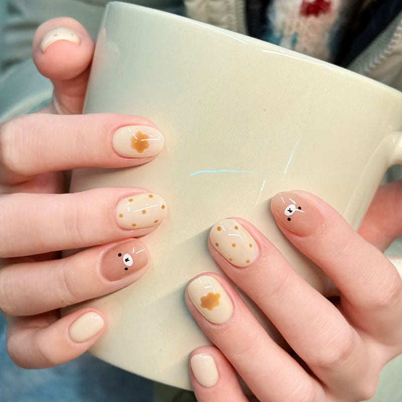 Künstlerisches katzenmotiviertes Press-On-Nagelkunstset Brehn