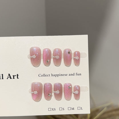 Blumenverziertes Press-On-Nagelkunst-Set