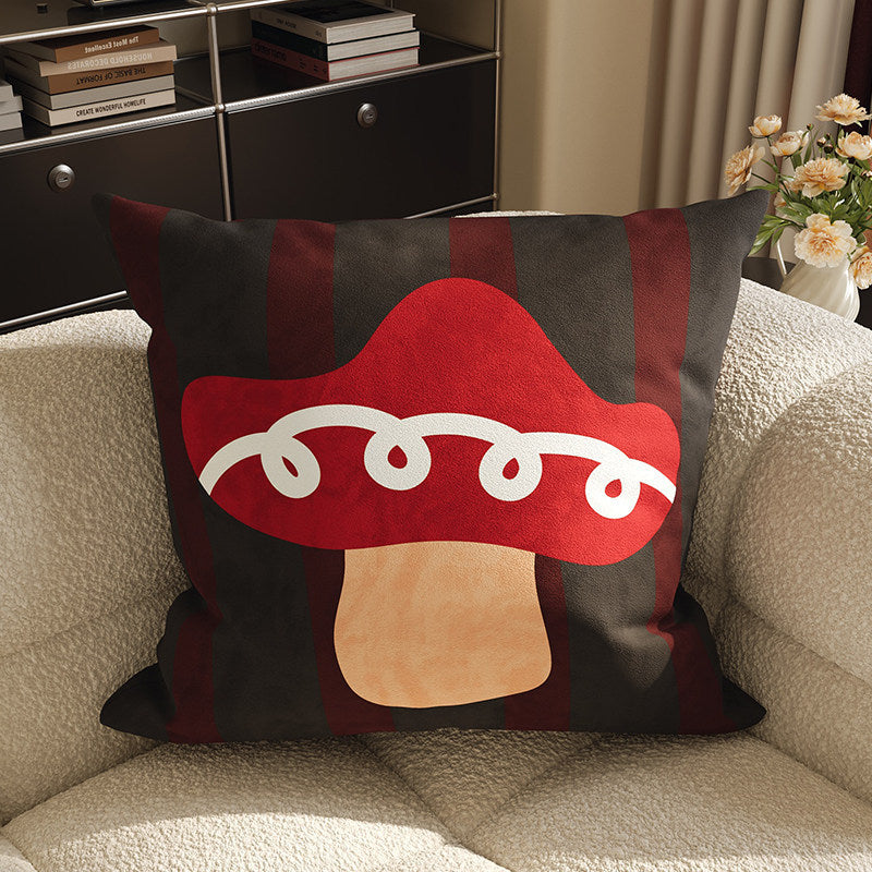 Plush Velvet Decorative Square Throw Pillow Cover with Cartoon Dog Family Illustration and Hidden Zipper