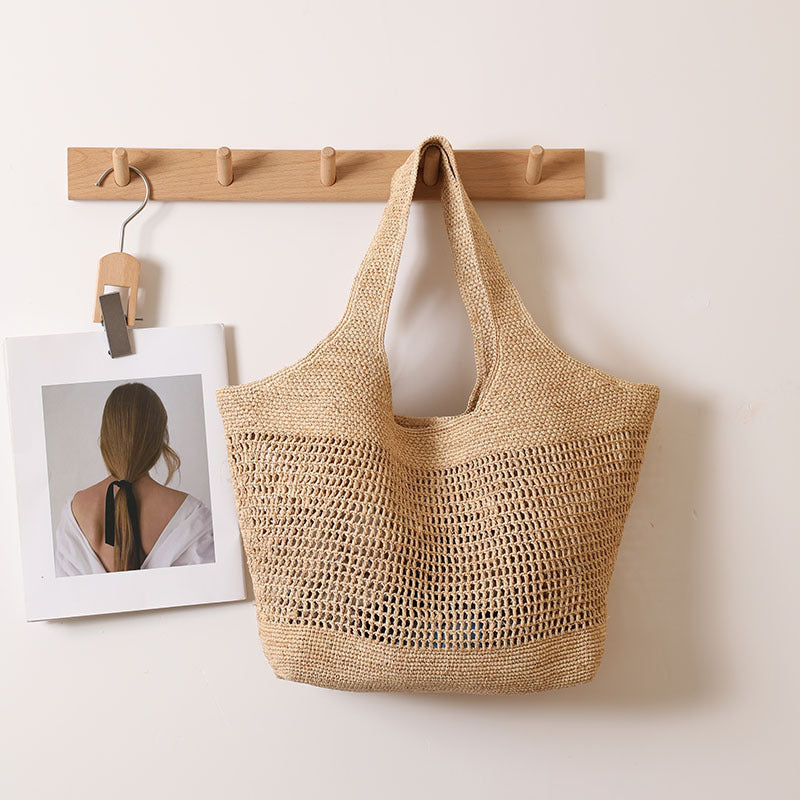 Damen Handgeknüpfte Strandtasche aus natürlichem Bastmaterial Brehn