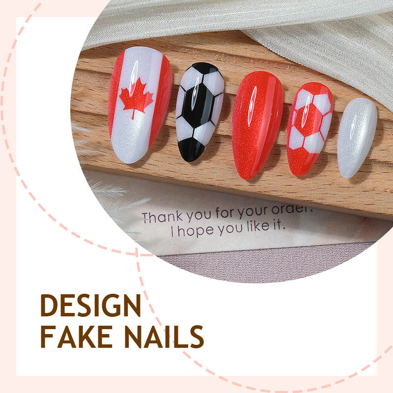 Kreatives Kunstnagelset mit Kanada- und Fußballmotiven Brehn