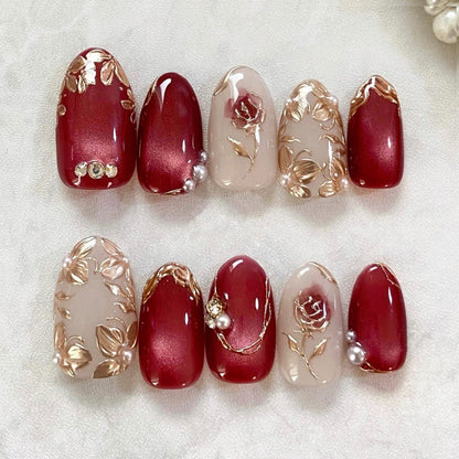 Luxuriöse Blumen Design Press-On Nägel