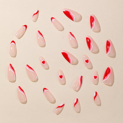 Künstlerische Herz-Themen-Acryl-Nagelerweiterungen Brehn