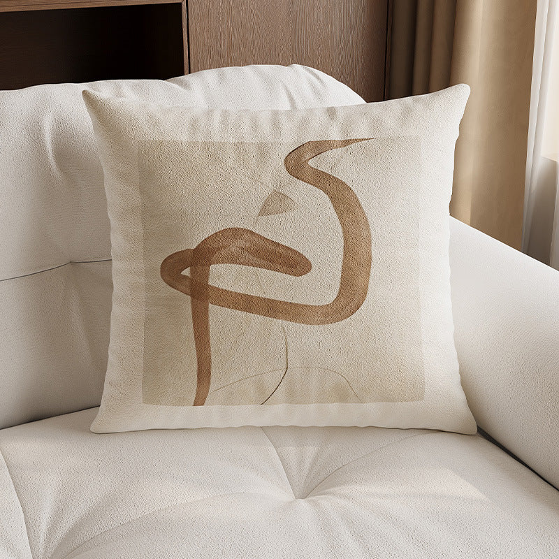 Textured Wavy Embroidered Linen-Cotton Throw Pillow Cover