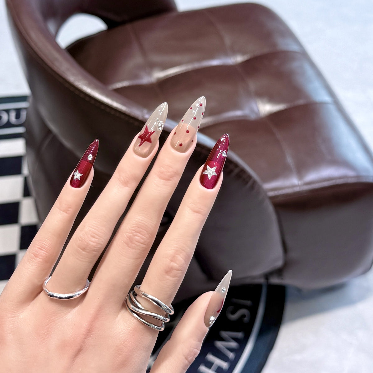 Star-Accent Druck-auf-Nagelset Brehn