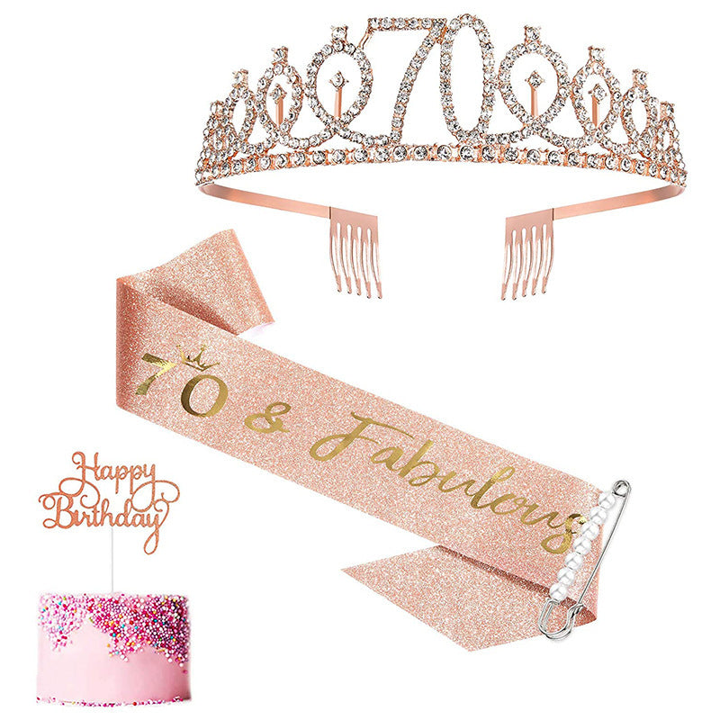 Damen Glitzernde Tiara mit personalisiertem 80. Geburtstagsschriftzug Brehn