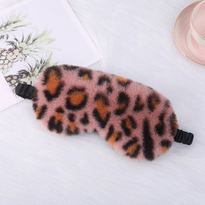 Damen nan luxuriöse Kunstfell Schlafmaske mit Leopardenmuster, extra weicher Polsterung und elastischem Komfortband Brehn