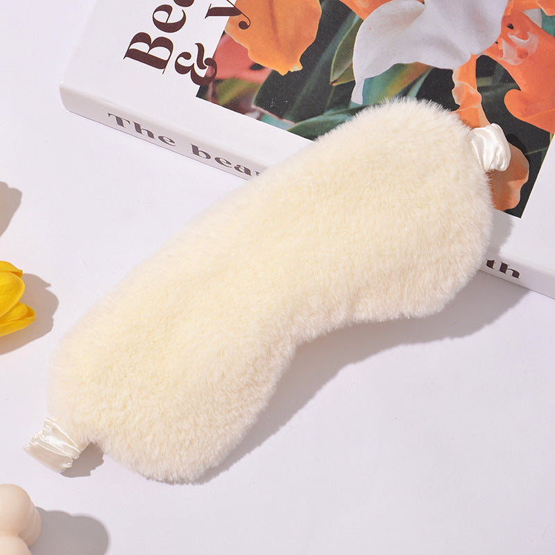 Damen nan flauschige ergonomische Augenmaske mit verstellbarem Satinband und weichem Kunstfellbezug Brehn
