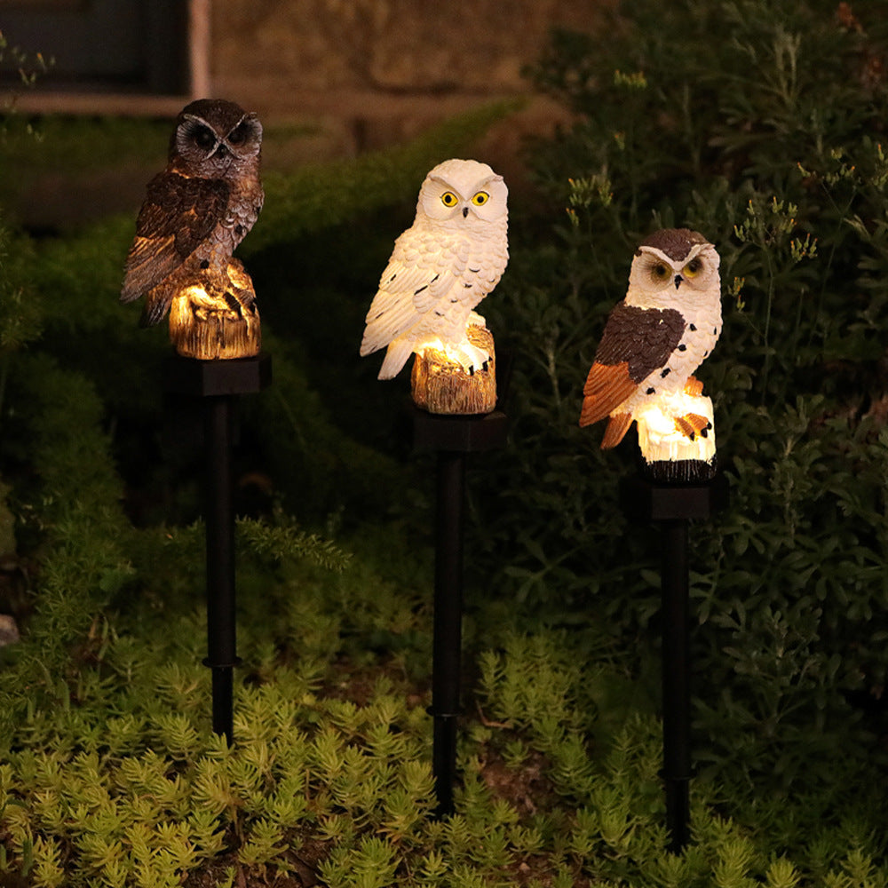 Realistischer Eulen Solar Gartenstecklicht mit LED Harzskulptur Brehn