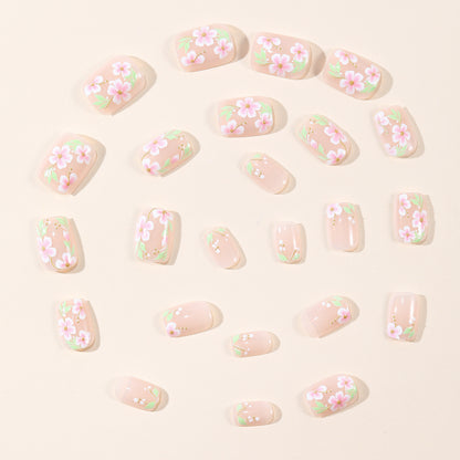 Elegant Floral Handgemalte Nagelkunst Brehn