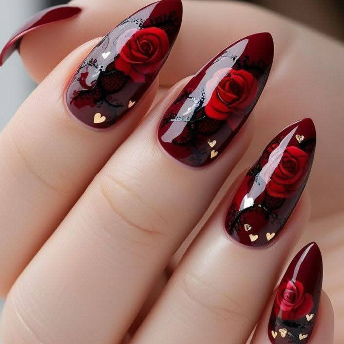 Künstlerische florale Stiletto-Nagelkunstverlängerungen Brehn