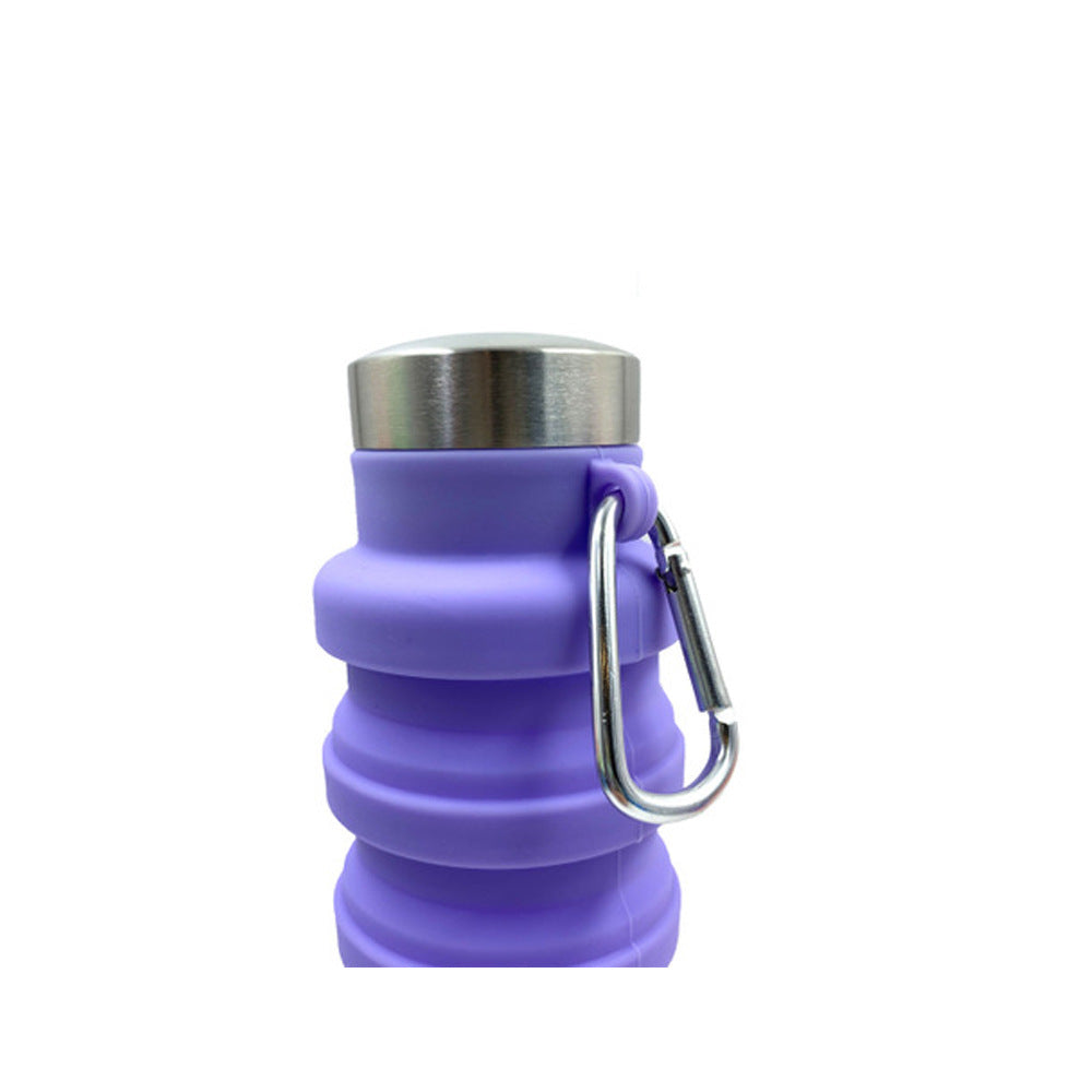 Damen praktische und kompakte Silikon-Trinkflasche mit Karabiner und Edelstahlverschluss Brehn
