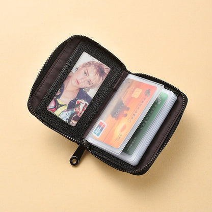 Kompakte Reißverschluss Leder Brieftasche