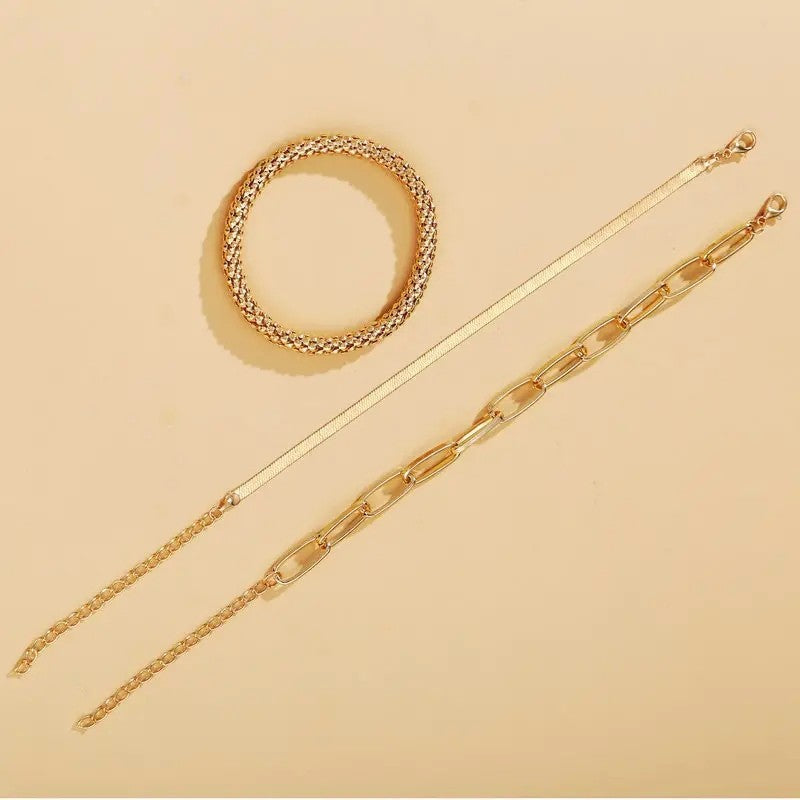 Multi-Texturiertes Silberkettenarmband-Set Brehn
