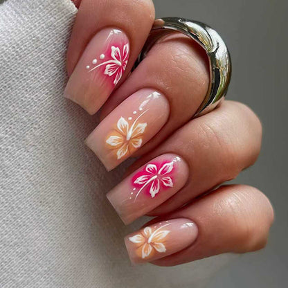 Künstlerisches Floral Press-On Nagelkunst Set Brehn