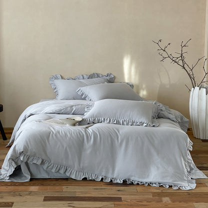 Elegantes Baumwoll-Bettwäsche-Set mit Volant und weichem Percale-Finish