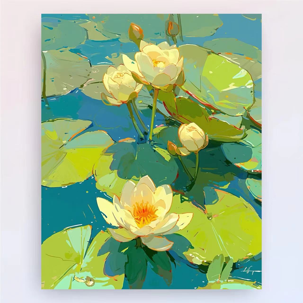 Zeitgenössischer Lotus-Blumen-Canvas-Kunstdruck Brehn