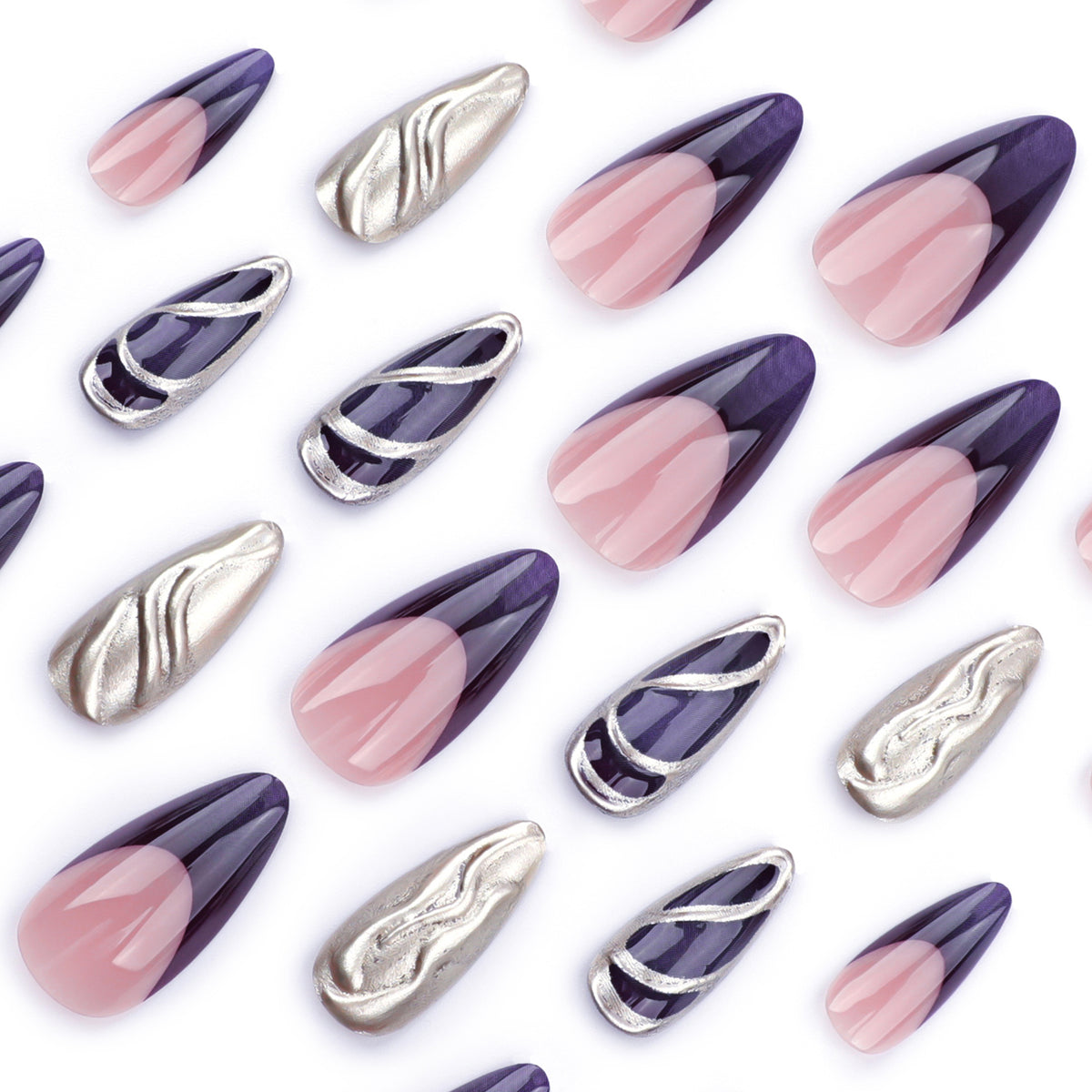 Kunstvolle Stiletto-Nägel mit eleganten Gold- und Ombre-Design Brehn
