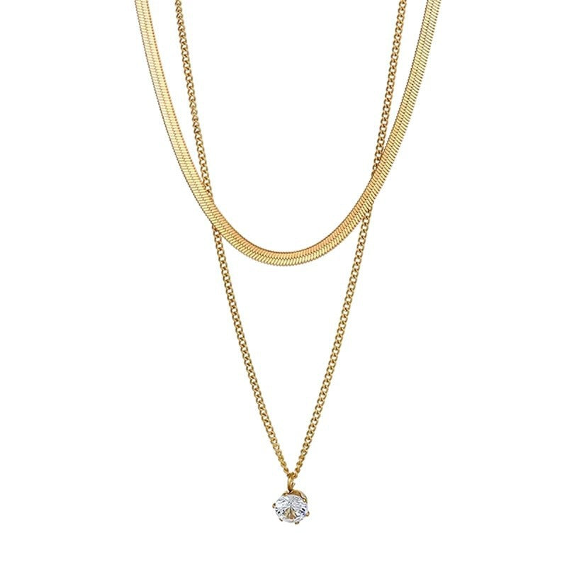 Eingeschichtete Silber Choker- und Anhängerkette Brehn