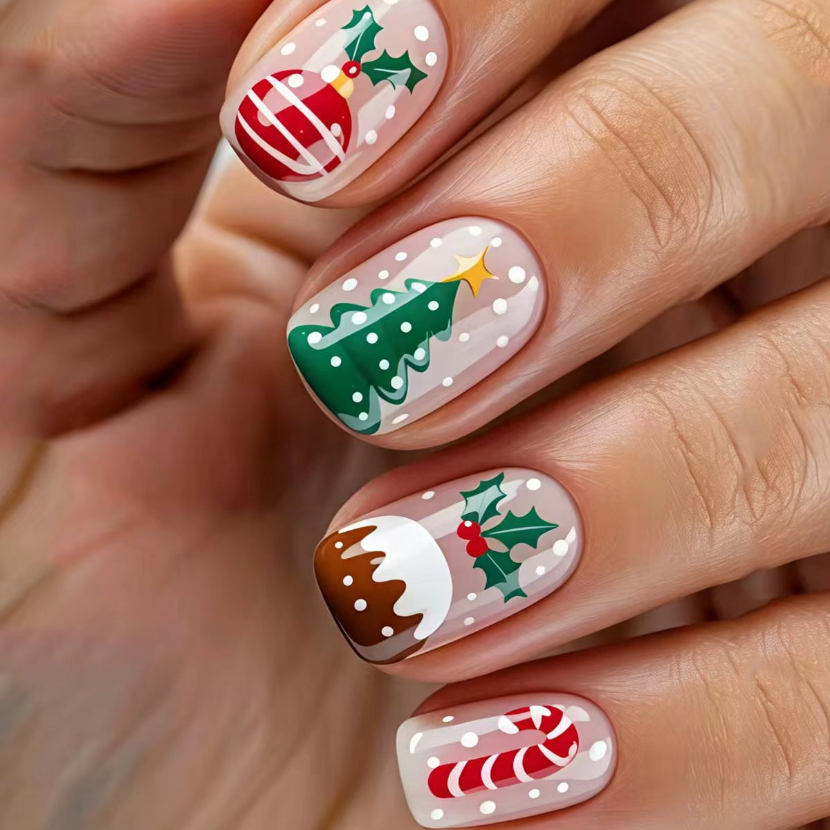 Kunstnägel mit Festlichem Weihnachtsdesign Brehn