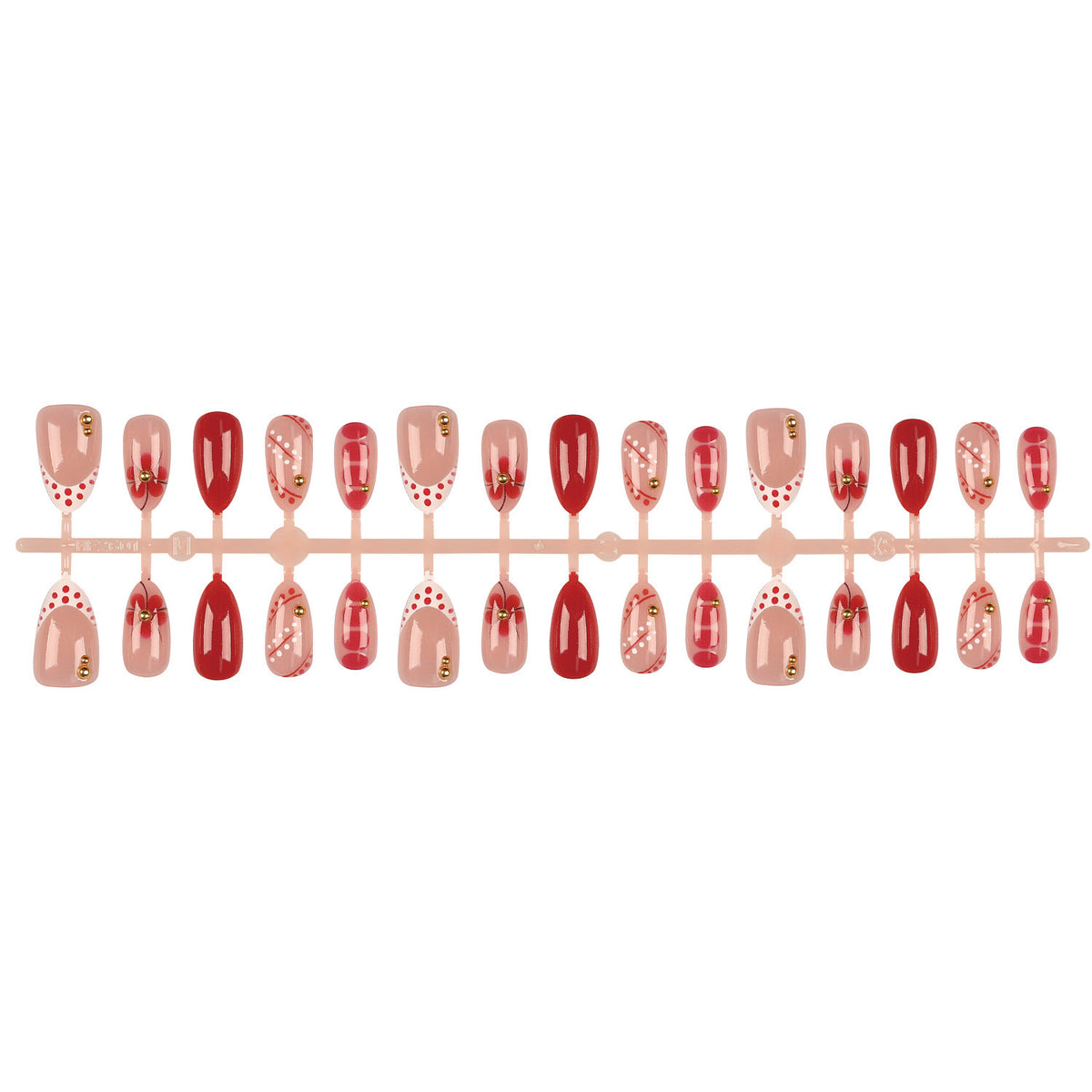 Künstlerisches Press-On Nail Set mit dekorativen Akzenten