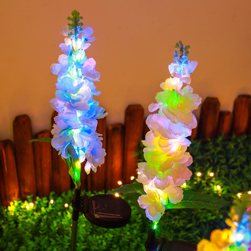 Großer künstlicher Delphinium-Blumenstecker mit verstellbarem Metall-Erdbodenstift und abnehmbarer Klemme Brehn