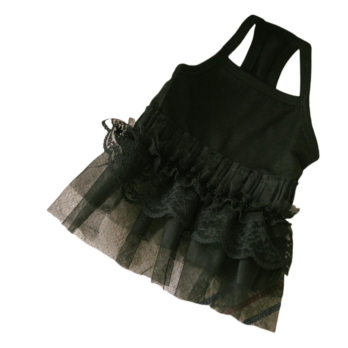 Säuglings-Tüllkleid mit Spitzenbesatz und Stufenärmelchen