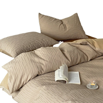 Steppbettwäsche-Set aus Baumwoll-Satin mit feiner Rippstruktur
