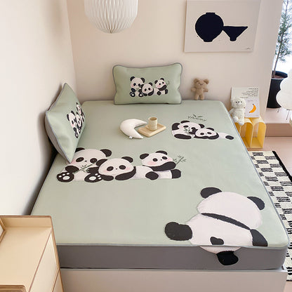 Kinder-Bettwaren-Set mit Monster-Print, Spannbettlaken und Zierkissen aus weicher Mikrofaser