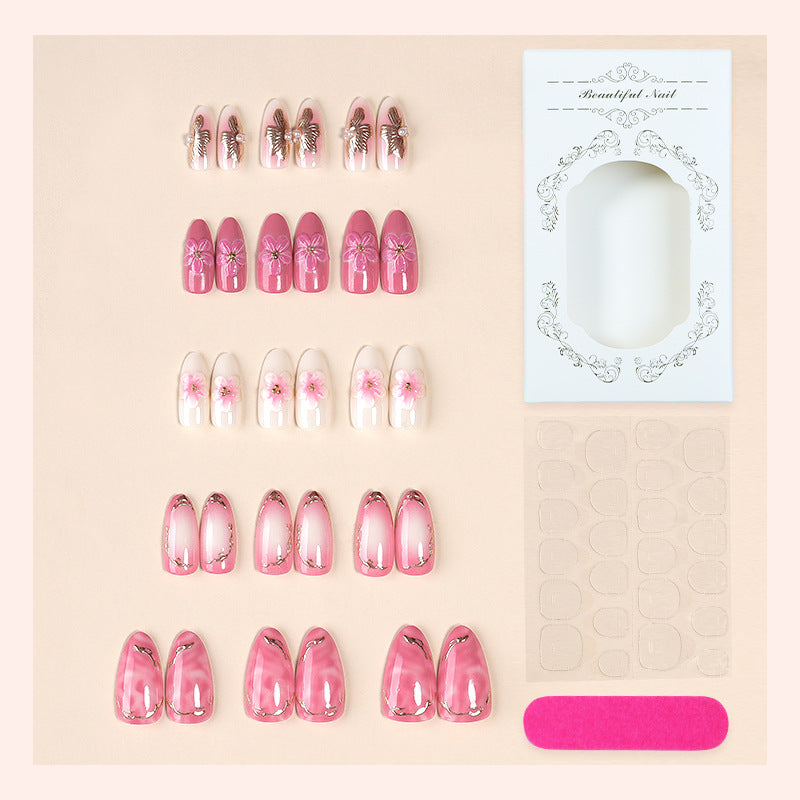 Elegantes florales Press-On-Nagelset mit hochwertiger Veredelung Brehn