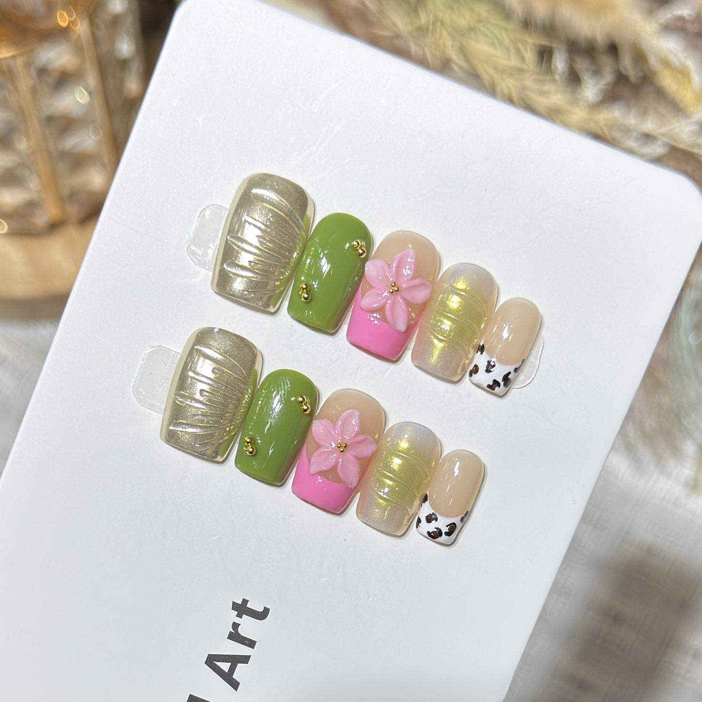 Designer Floral Acryl Press-On Nagelset Brehn
