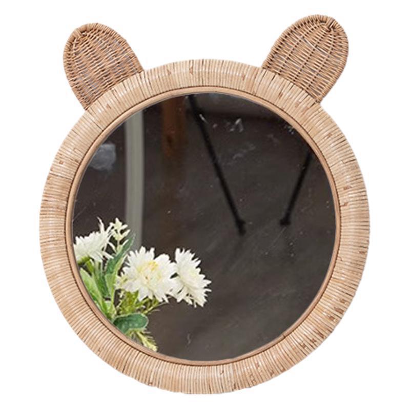 Runde Wandspiegel mit Rattan-Design Brehn