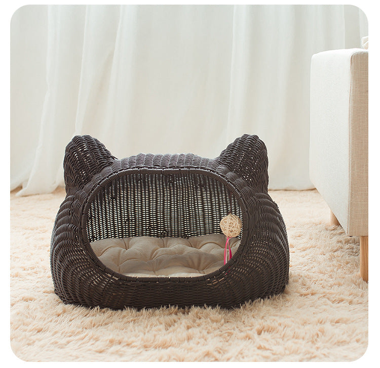 Gemütlicher Katzenkorb mit Ohrendesign Brehn