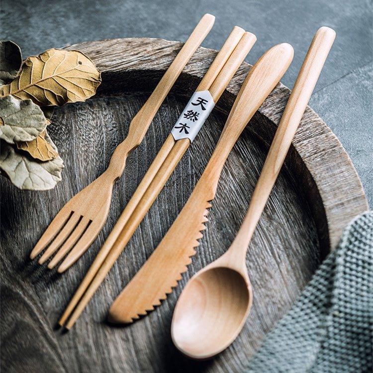 Japanischer schlichter Stil Holzbestecksets | Brehn