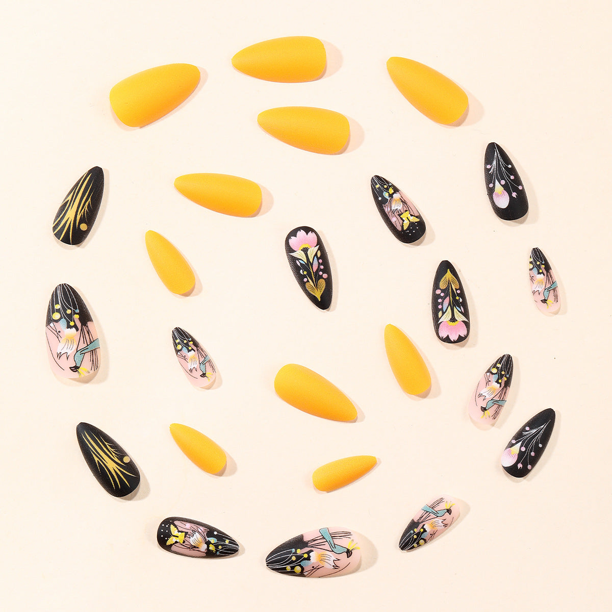 Künstlerische Blumen Design Stiletto Nagelkunst Extensions Brehn