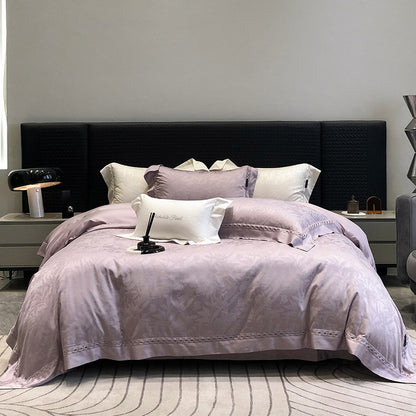 Satin-Jacquard Bettgarnitur mit dezenter Struktur und eleganter Borte