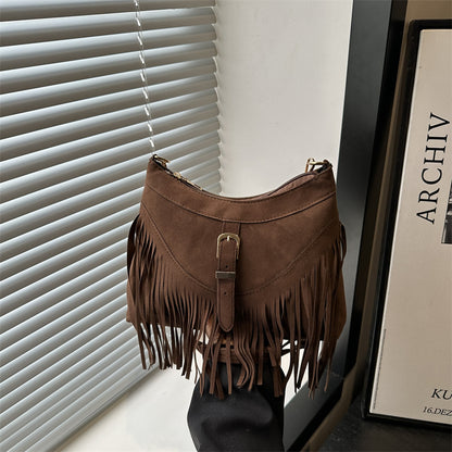Fransierte Wildleder-Handtasche